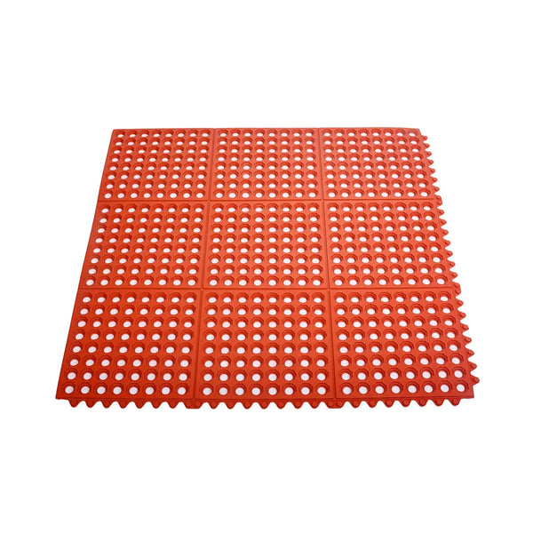 CAC China RMAT-33RD Floor Mat Rubber Interlocking Red 3x3' /Each