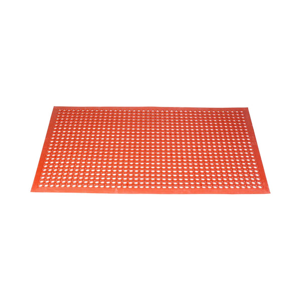 CAC China RMAT-35RD-B Floor Mat Rubber Beveled Edge Red 5x3'  /Each