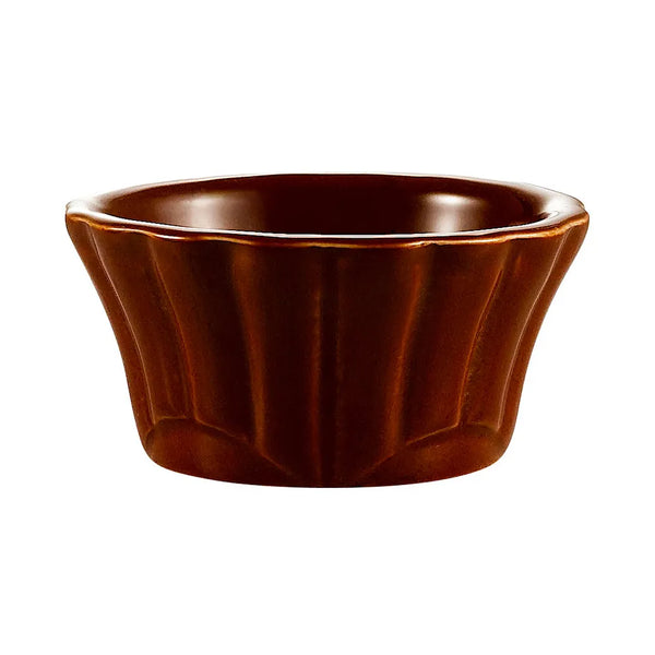 CAC China RMK-F2-BWN Floral Ramekin 2oz Brown 2 1/2" Case of 48 Pcs