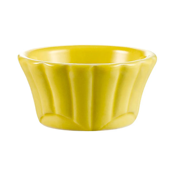 CAC China RMK-F4-Y Floral Ramekin 4oz Yellow 3 1/2" Case of 48 Pcs