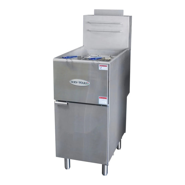 Serv-Ware SGF-40L 15.5” Stainless Steel 3 Tube Fryer Natural Gas, 30,000 BTU/H