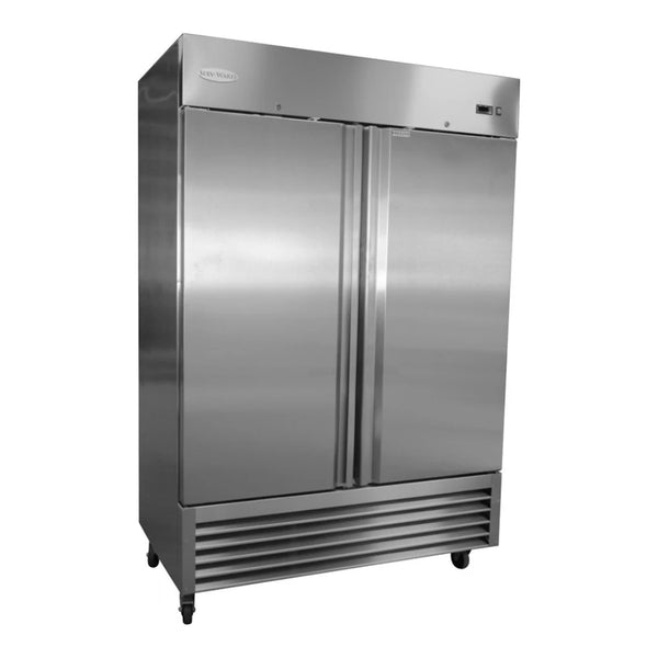 Serv-Ware RR2-HC 53.9” Stainles Steel 2 Door Refrigerator. 115v/1ph, 49 cu. ft