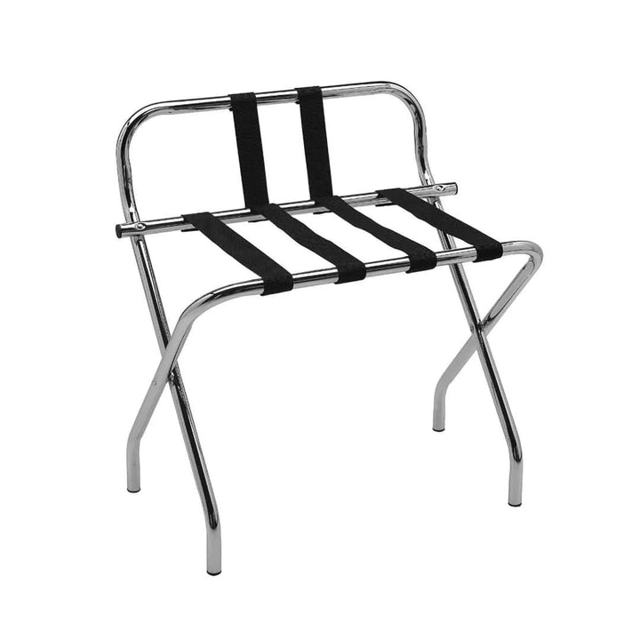 Roomwell UK Luggage Rack With Back Rest, Stainless Steel, Foldable, Thick Nylon Straps