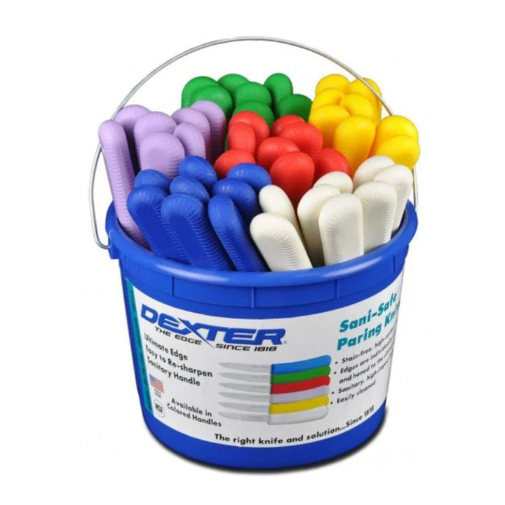 Dexter Russell S104-48B Sani-Safe Bucket of 48 Parers Assorted Colors - 15483