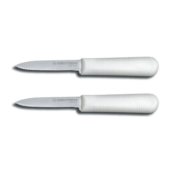 Dexter Russell S104SC-2PCP Sani-Safe 2-Pack 3 1/4" Scalloped Paring Knives - 15663