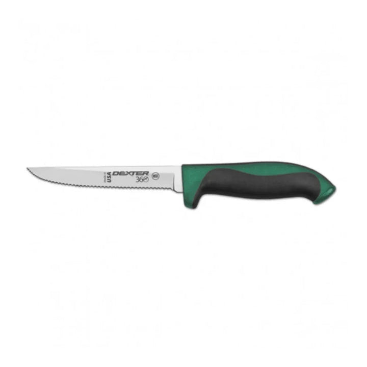 Dexter Russell S360-10G-PCP 360 Series 5” scalloped utility knife green handle 36006G