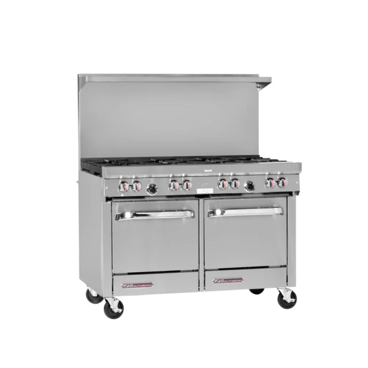 Southbend S48EE S-Series, Gas Range 48”, 8 Non-Clog Burners With Standard Oven Bases – Natural Gas, 294000 Total Btu