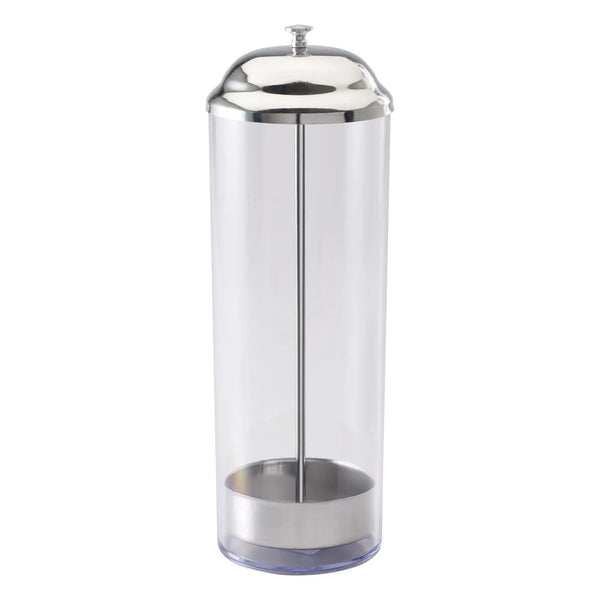 Winco SDP-3, Stainless Steel Top SAN Cylinder Straw Dispenser