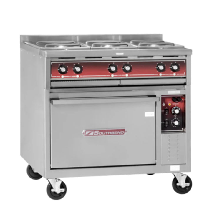 Southbend SE36A-BBB Electric Range 36”, 6 Round Hot Plates With Convection Oven Base