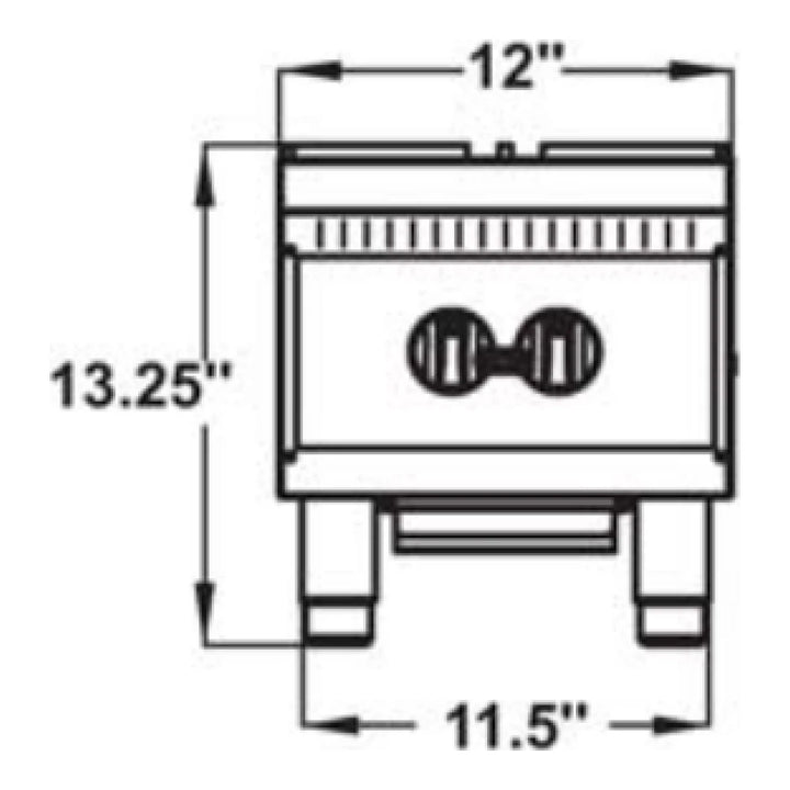 Serv-Ware SHPS-12 12” Stainless Steel  Hotplate with 2 Burners, Gas, 25,000 BTU/H-2