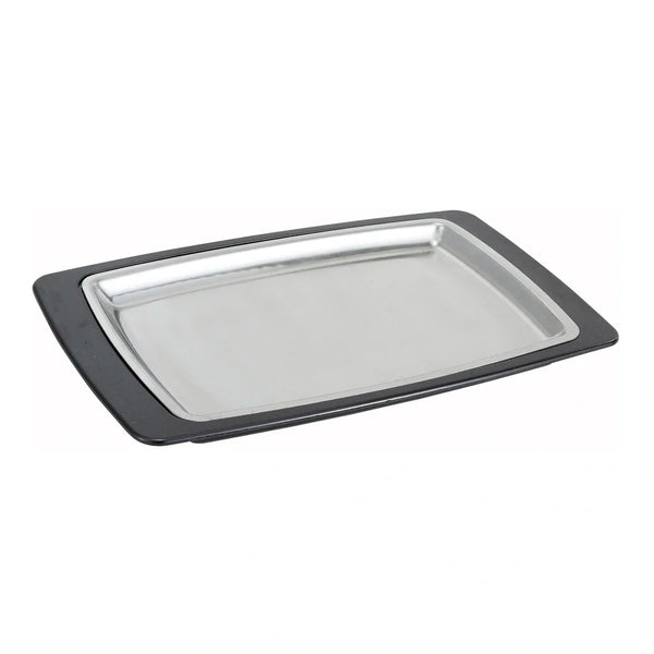 Winco SIZ-11BST Sizzle Platter Set, Rectangular, 11" x 7", Stainless Steel with Bakelite Underliner