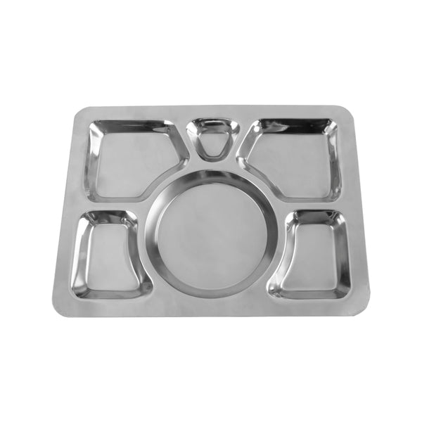 Thunder Group SLCST006 11-3/8" x 15-3/8" Stainless Steel 6-Compartment Tray