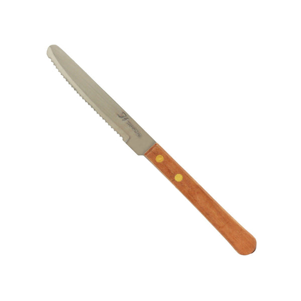 Thunder Group SLSK016 4" Round Tip Steak Knife, Stainless Steel with Wooden Handle