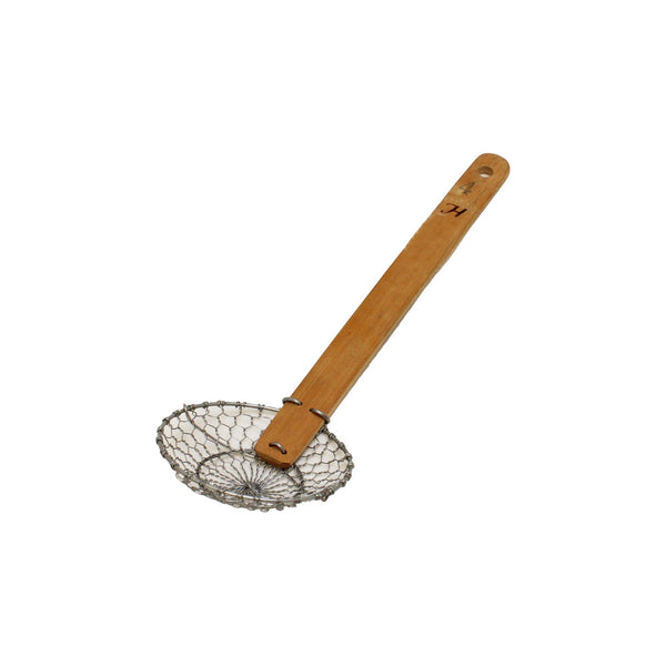 Thunder Group SLSKR004GV 4" Diameter Galvanized Coarse Mesh Skimmer, Galvanized Wire Mesh with Bamboo Handle