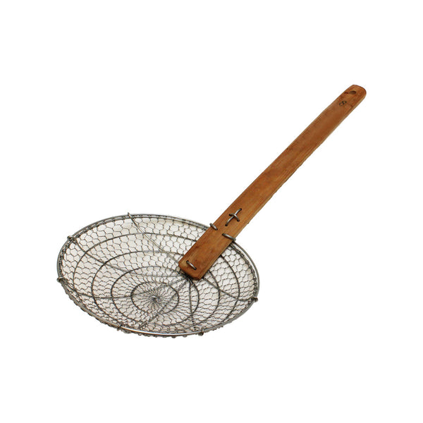 Thunder Group SLSKR008GV 8" Diameter Galvanized Coarse Mesh Skimmer, Galvanized Wire Mesh with Bamboo Handle