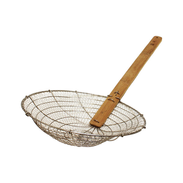 Thunder Group SLSKR014GV 14" Diameter Galvanized Coarse Mesh Skimmer, Galvanized Wire Mesh with Bamboo Handle