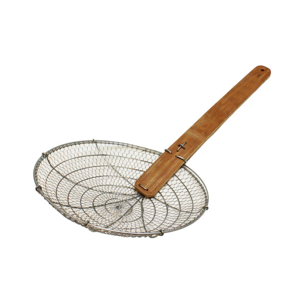 Thunder Group SLSKR112GV 12" Diameter Galvanized Fine Mesh Skimmer, Galvanized Wire Mesh with Bamboo Handle