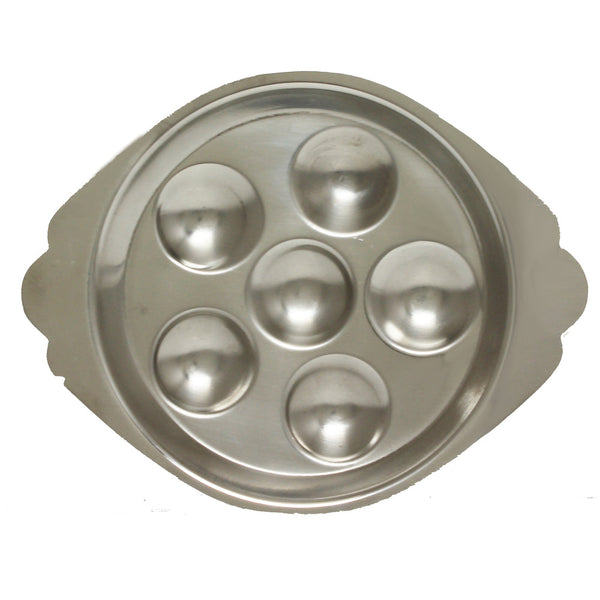 Thunder Group SLSN006D 7-1/5" x 5-5/8" x 5/7", 6 Holes Snail/Escargot Tray, Stainless Steel, Dishwasher Safe