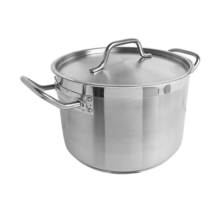 Thunder Group SLSPS4008 8 qt, 10" Diameter x 6-5/8" Height, 2-1/2" Welded Handle, Stock Pot with 10" Diameter x 1/2" Thickness Lid 2