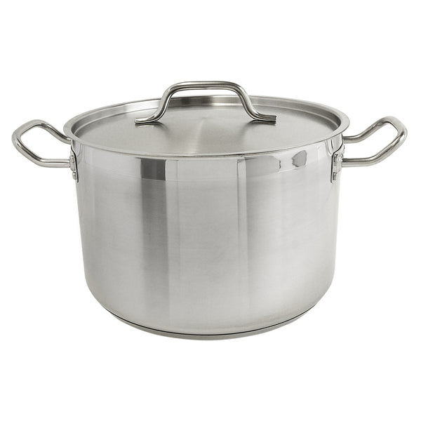 Thunder Group SLSPS4012 12 qt, 11-5/8" Diameter x 7-3/8" Height, 2-3/8" Welded Handle, Stock Pot with 11-5/8" Diameter x 1/2" Thickness Lid