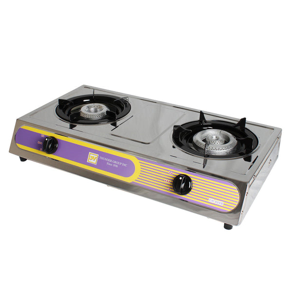 Thunder Group SLST002 27-5/8" x 15-1/2" x 6", Double Stove, comes with two adjustable heat dials and a low pressure regulator