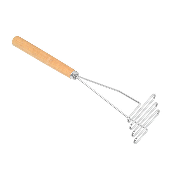 Thunder Group SLTMA012 4-3/8" x 4-3/8" x 12", Square Shape Potato Masher, Iron Plated with Wooden Handle