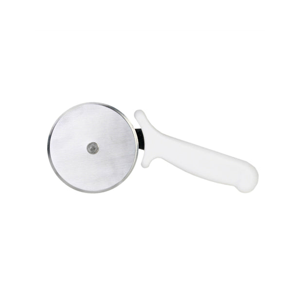 Thunder Group SLTWPC002 8-3/4" x 3-3/4" x 7/8" Pizza Cutter, 2-1/2" Blade Size, Stainless Steel Blade with White Plastic Handle