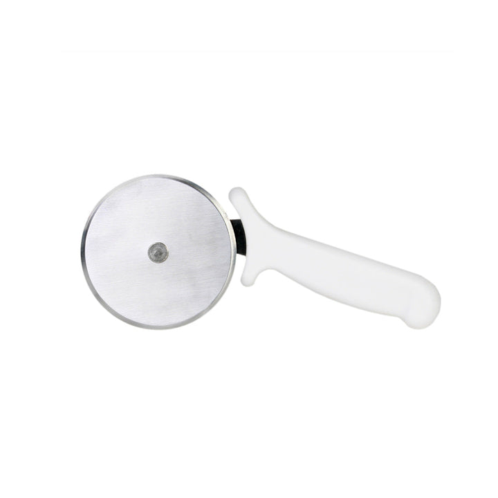 Thunder Group SLTWPC002 8-3/4" x 3-3/4" x 7/8" Pizza Cutter, 2-1/2" Blade Size, Stainless Steel Blade with White Plastic Handle