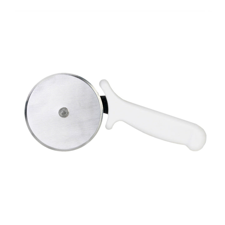 Thunder Group SLTWPC004 9-1/4" x 4-1/2" x 7/8" Pizza Cutter, 4" Blade Size, Stainless Steel Blade with White Plastic Handle