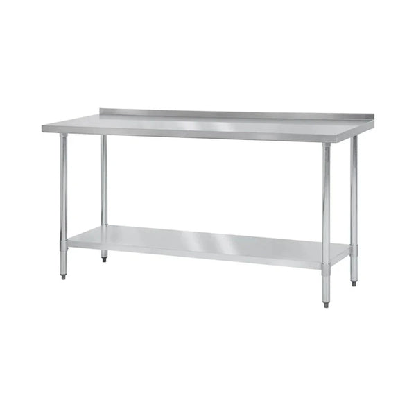 Thunder Group SLWT42448F4 48" Stainless Steel Flat Top Worktable with Flat Edges and 4" Backsplash