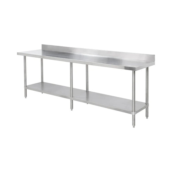 Thunder Group SLWT42484F4 84" Stainless Steel Flat Top Worktable with Flat Edges and 4" Backsplash