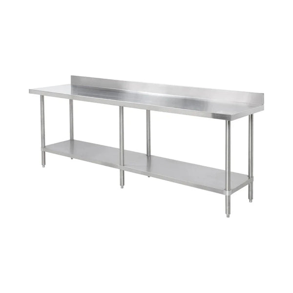 Thunder Group SLWT42496F4 96"  Stainless Steel Flat Top Worktable with Flat Edges and 4" Backsplash