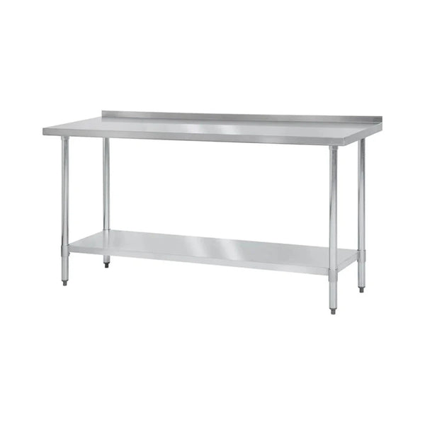 Thunder Group SLWT43048F4 48" Stainless Steel Flat Top Worktable with Flat Edges and 4" Backsplash