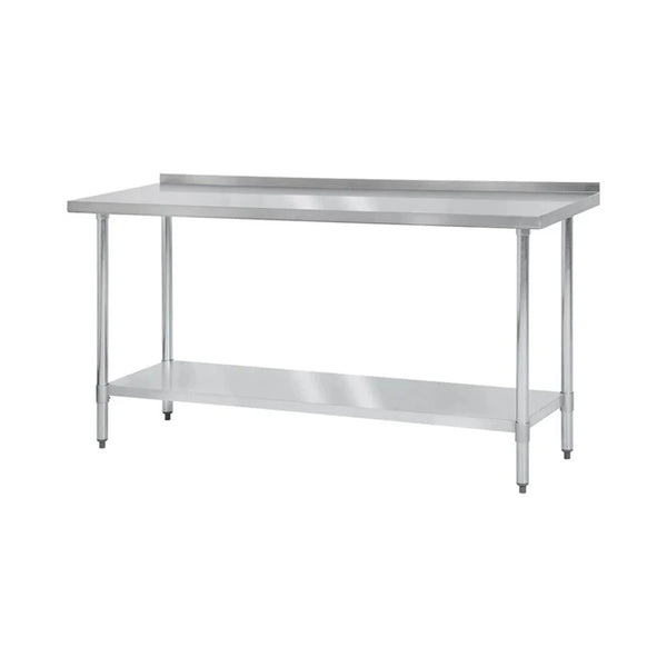 Thunder Group SLWT43060F4 60" Stainless Steel Flat Top Worktable with Flat Edges and 4" Backsplash