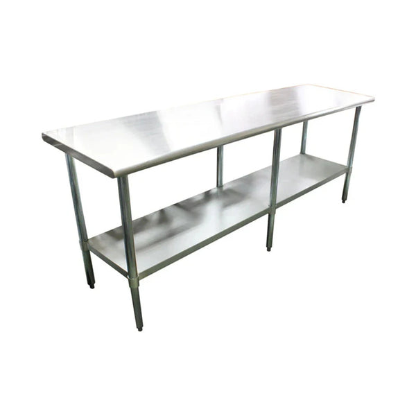 Thunder Group SLWT43096F 96" Stainless Steel Flat Top Worktable with Rounded Edges