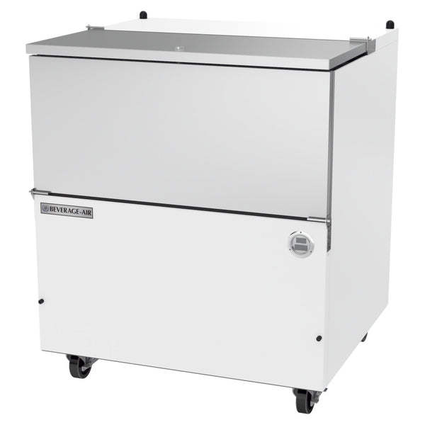 Beverage-Air SM34HC-W-02 34" 1 Sided White Milk Cooler with Stainless Steel Interior