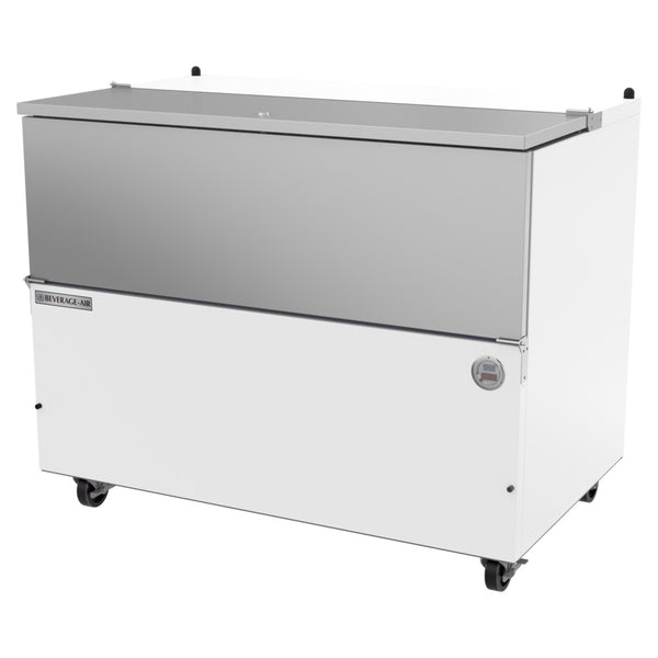 Beverage-Air SM49HC-W-02 49" 1 Sided White Milk Cooler with Stainless Steel Interior