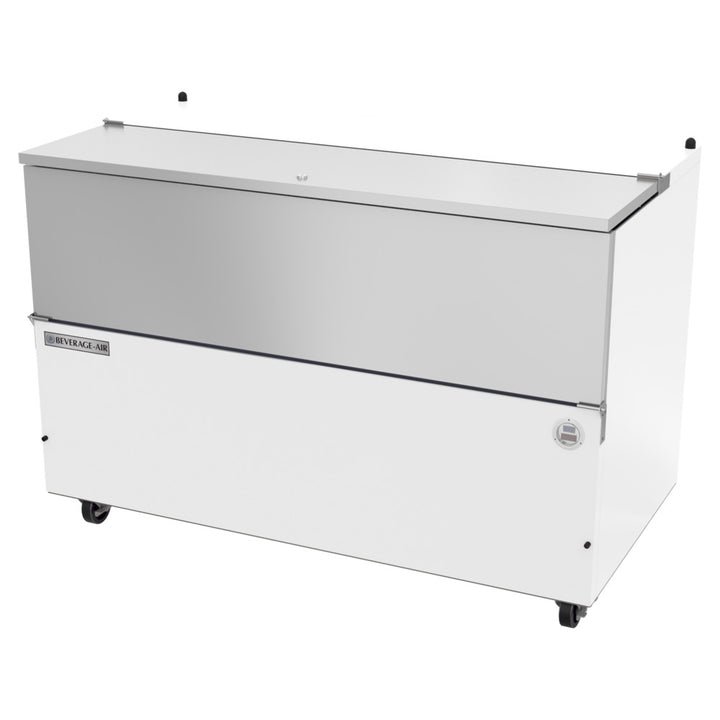 Beverage-Air SM58HC-W-02 58" 1 Sided White Milk Cooler with Stainless Steel Interior