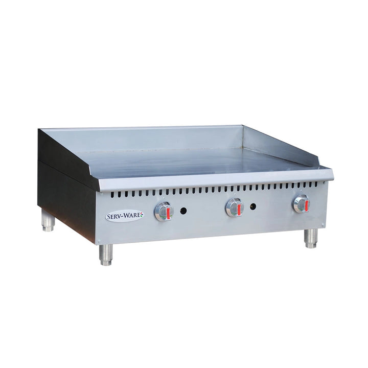 Serv-Ware SMGS-36  35.98" Stainless Steel Manual Griddle with 3 Burners. Natural Gas,30,000 BTU/H