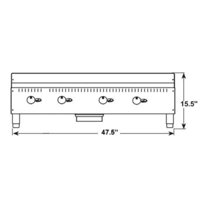 Serv-Ware SMGS-48 47.99" Stainless Steel Manual Griddle with 4 Buriners, Gas, 30,000 BTU/H-4