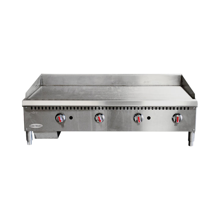 Serv-Ware SMGS-48 47.99" Stainless Steel Manual Griddle with 4 Buriners, Gas, 30,000 BTU/H