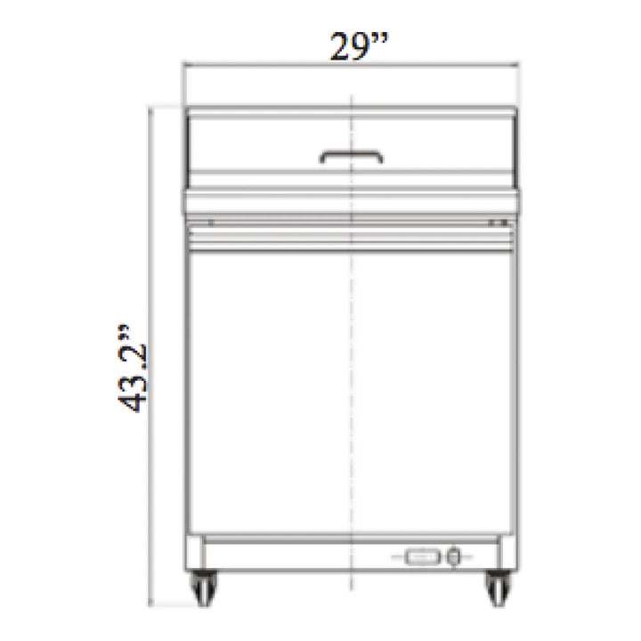 Serv-Ware SP29-12M-HC 28.9” Stainless Steel Mega Top Sandwich Prep Table with 1 Solid Door and 12 Pan Capacity,115v/1ph, 7 cu. ft.-2