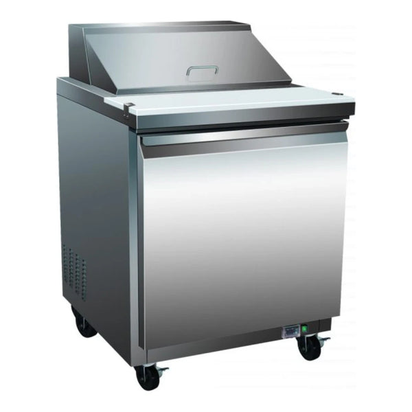 Serv-Ware SP29-8-HC 29” Stainless Steel Sandwich Prep Unit with 1 Solid Door and 8 Pan Capacity. 7 cu. ft.