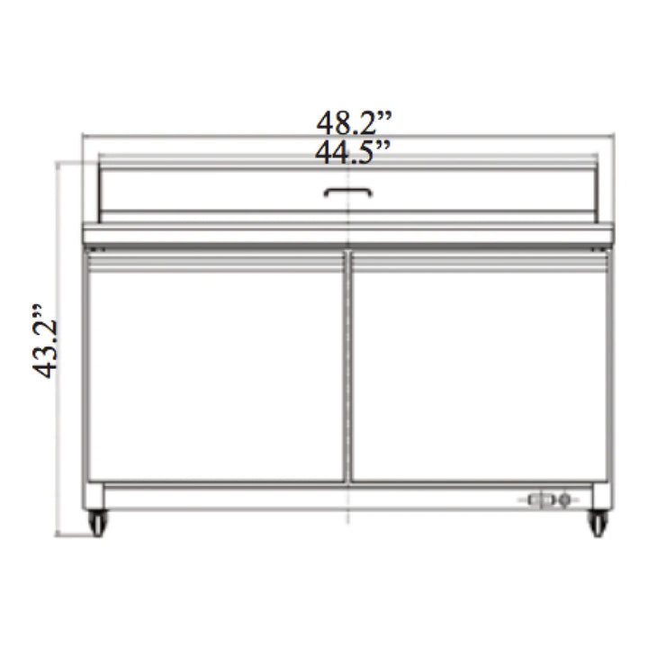 Serv-Ware SP48-12-HC 48.2” Stainless Steel Sandwich Prep Unit with 2 Solid Doors and 12 pan Capacity, 115v/1ph-3