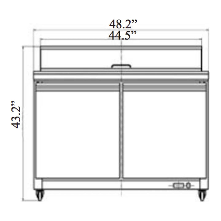 Serv-Ware SP48-18M-HC 48.2” Stainless Steel Mega Top Sandwich Prep Table with 2 Solid Doors, 115v/1ph, 12 cu.ft-2