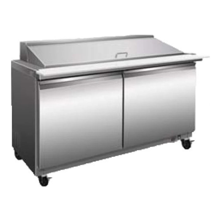 Serv-Ware SP48-18M-HC 48.2” Stainless Steel Mega Top Sandwich Prep Table with 2 Solid Doors, 115v/1ph, 12 cu.ft