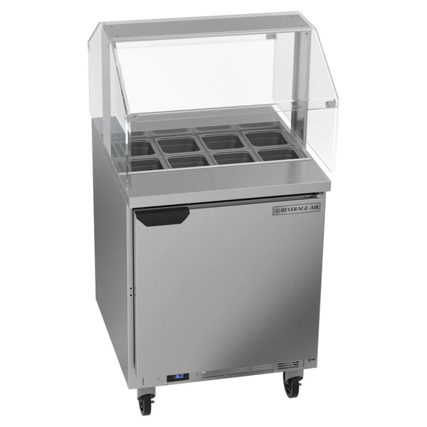 Beverage-Air SPE27HC-SNZ Elite Series 27" 1 Door Refrigerated Sandwich Prep Table with Condiment Station Sneeze Guard