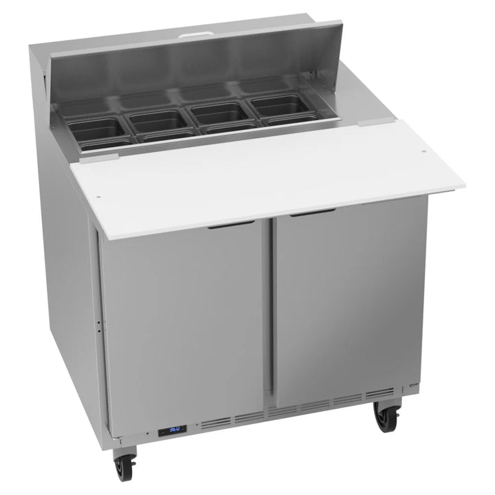 Beverage-Air SPE36HC-08C 36" 2 Door Cutting Top Refrigerated Sandwich Prep Table with 17" Wide Cutting Board