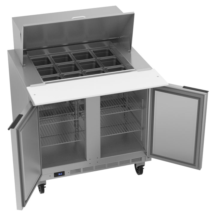 Beverage-Air SPE36HC-12M Elite Series 36" 2 Door Mega Top Refrigerated Sandwich Prep Table