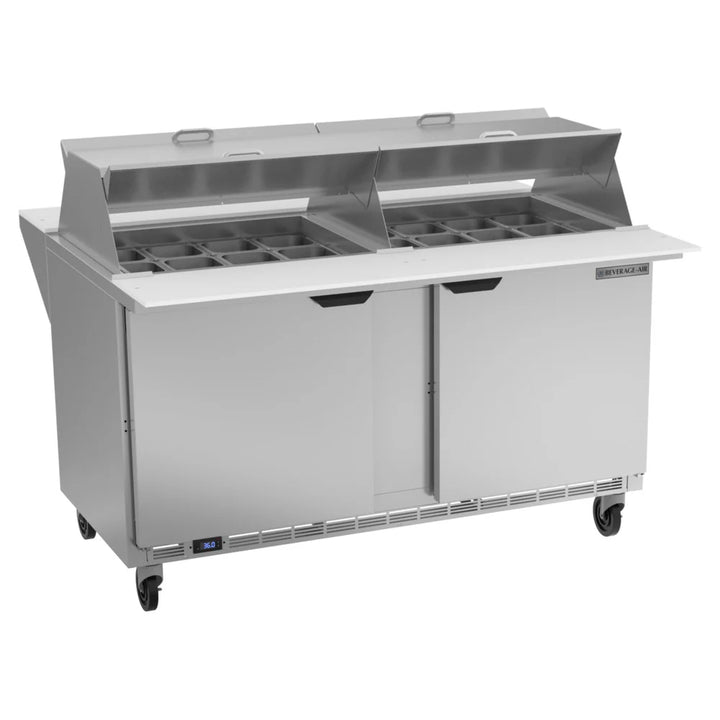 Beverage-Air SPE60HC-24M-DS Elite Series 60" 2 Door Mega Top Dual Sided Refrigerated Sandwich Prep Table